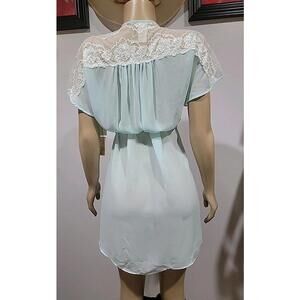 Jonquil Diane Samandi  Lace Trim Peignoir Robe Small  Blue NWT #C7